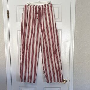 Banana Republic Burgundy and White Striped Pants